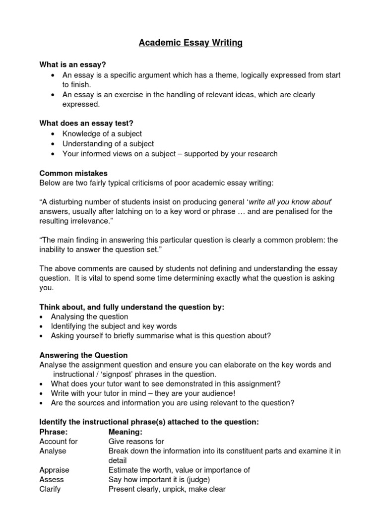 example of academic essay writing
