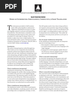 Modes of Interpreting Simultaneous, Consecutive, Sight Translation Modes-Interpreting