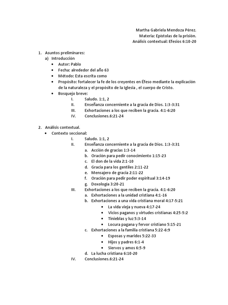 Efesios 6 Pdf Epistola A Los Efesios Pablo El Apostol