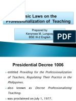 Basic Laws On The Professionalization of Teaching