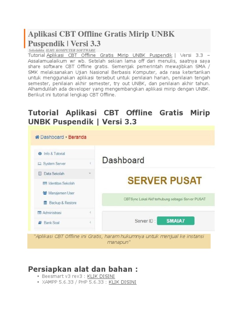 Aplikasi CBT Offline Gratis Mirip UNBK Puspendik PDF