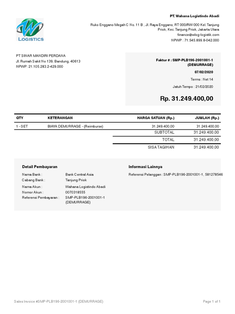 Contoh Invoice Jurnal Pdf