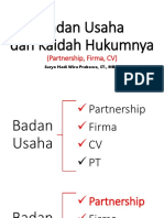 Badan Usaha Dan Kaidah Hukumnya (Partnership, Firma, CV)