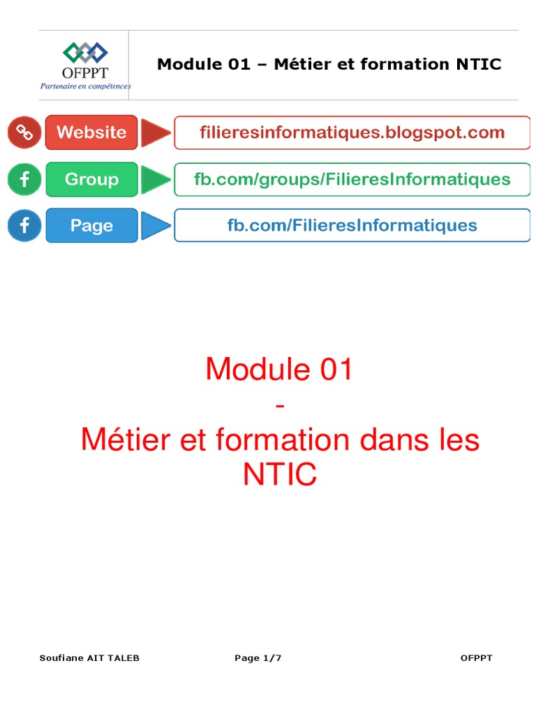M01 Metier Et Formation Ntic Tdi Pdf Programmeur Informatique