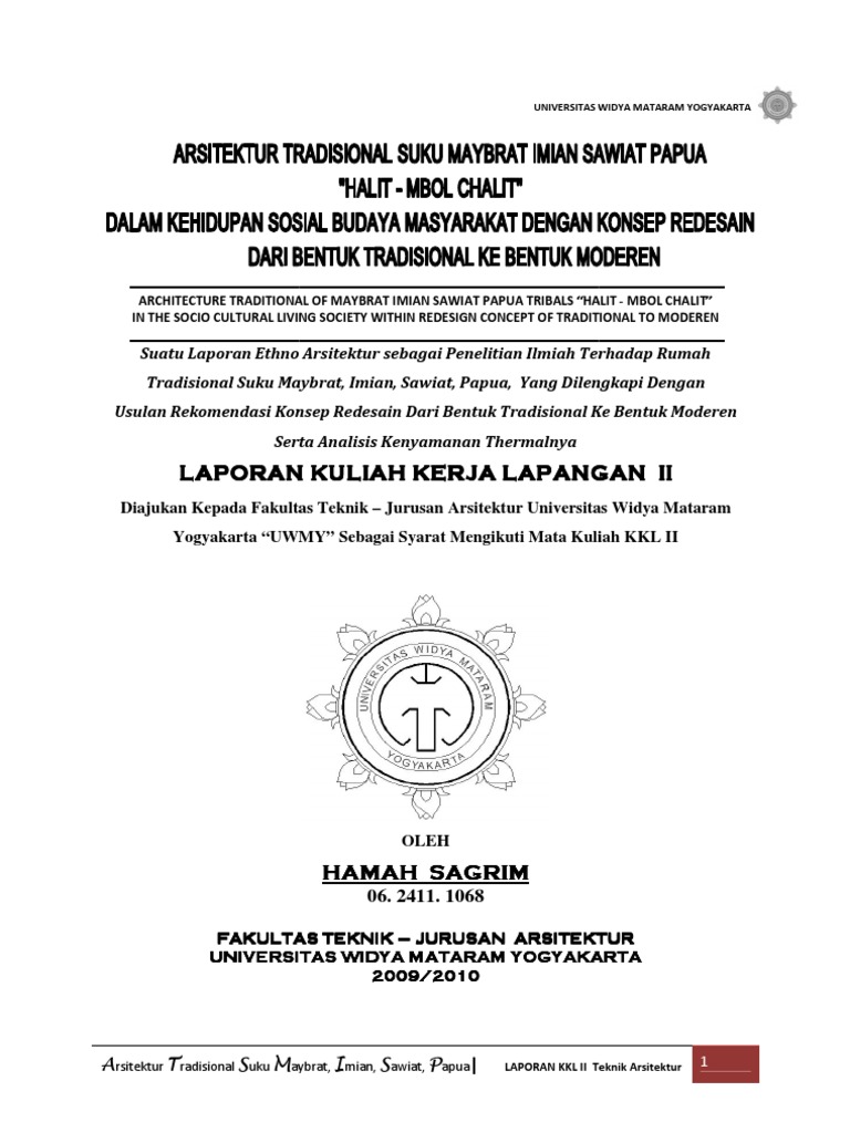 Arsitektur Maybrat Imian Sawiat Laporan Kkl II Hamah Sagrim Uwm
