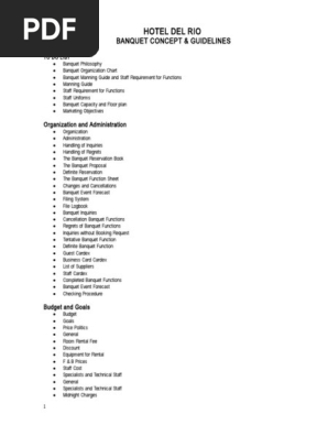 BANQUET CONCEPT &  GUIDELINES