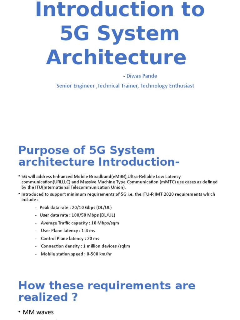 Introduction To 5g System Architecture Pdf Telecommunications