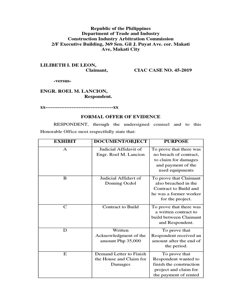 CIAC Case No. 45-2019 Evidence Submission | PDF | Business Law | Government