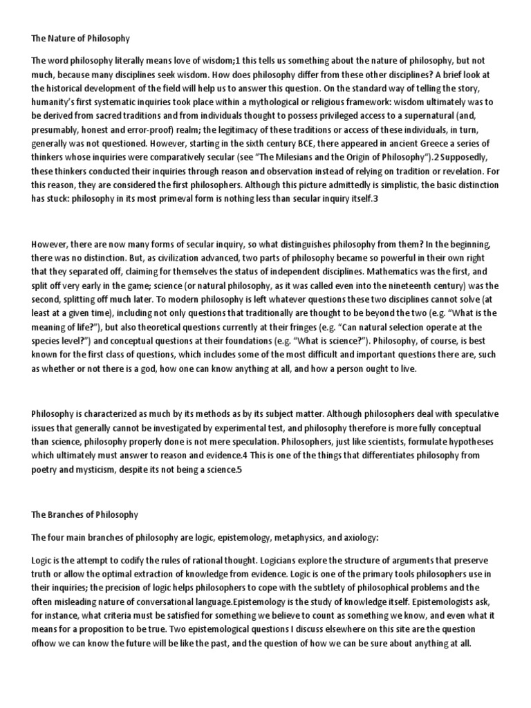 Understanding Philosophy's Nature and Branches | PDF | Epistemology ...