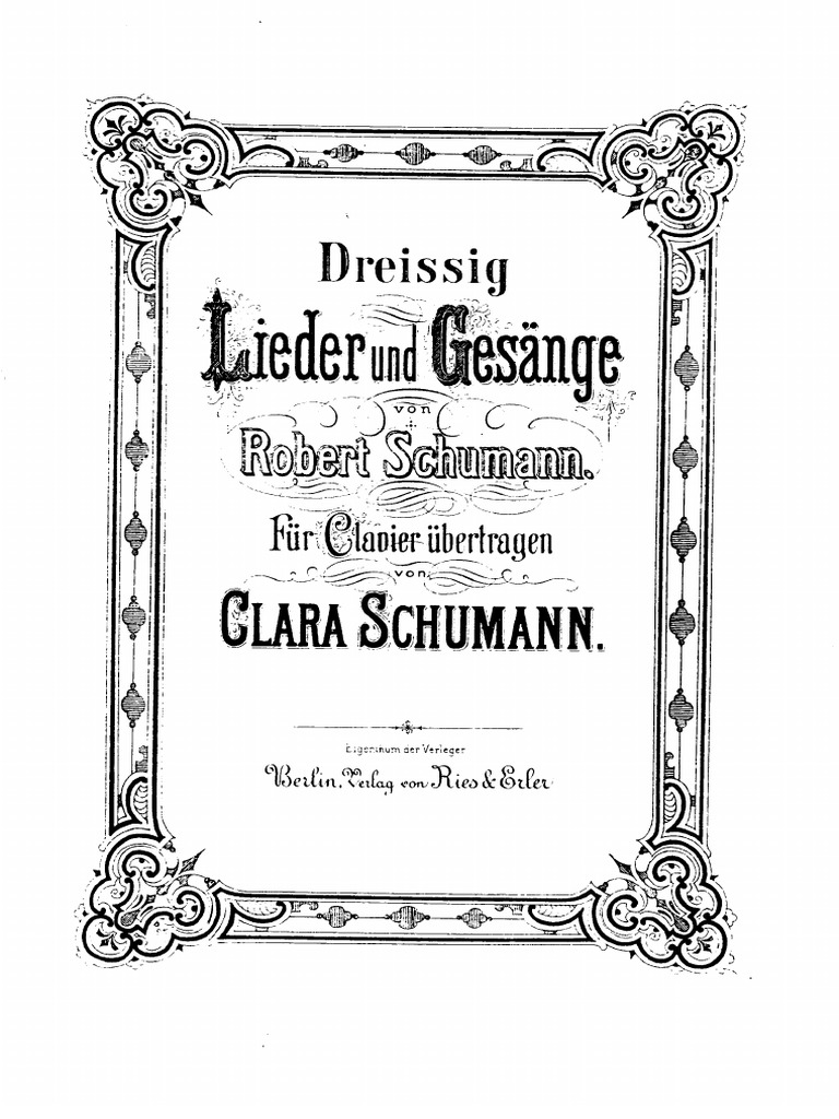 Schumann clara transcriptions schumann r various songs part