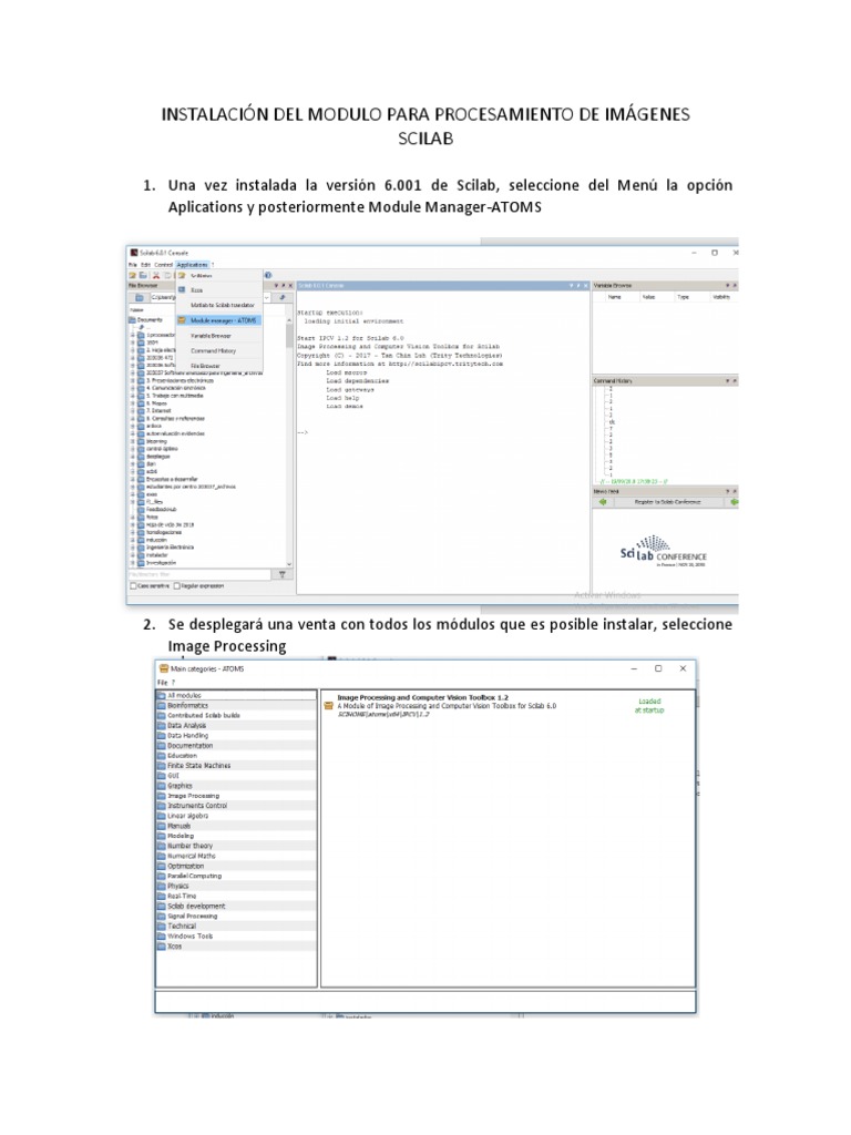 Instalación Del Modulo para Procesamiento de Imágenes Scilab PDF | PDF