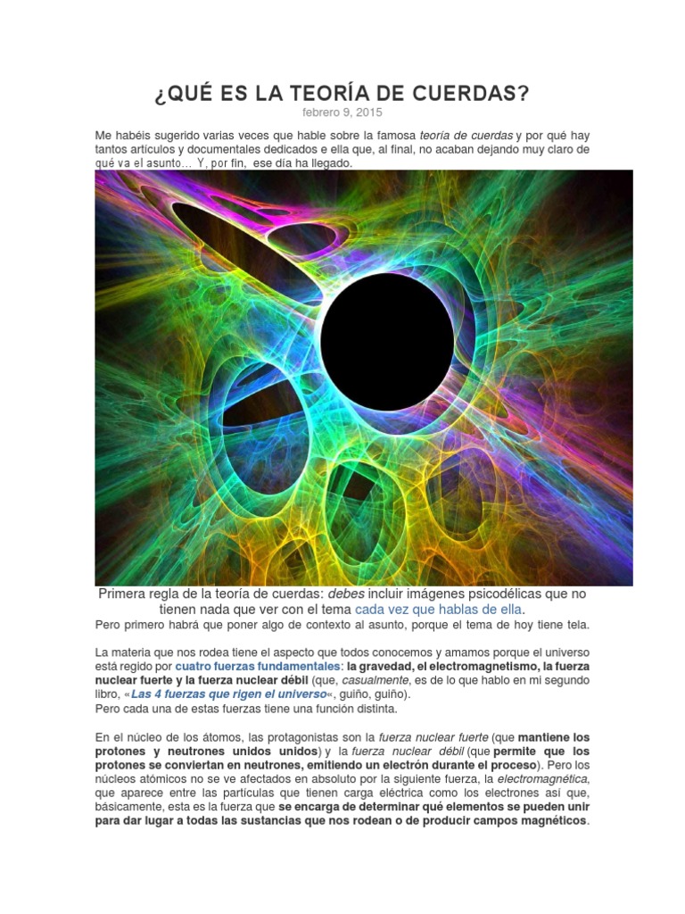 Qué Es La Teoría de Cuerdas PDF Gravedad Fuerza
