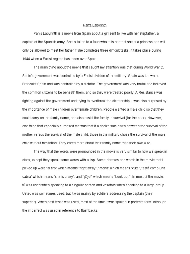 Pan's Labyrinth A Study of Themes and Language PDF