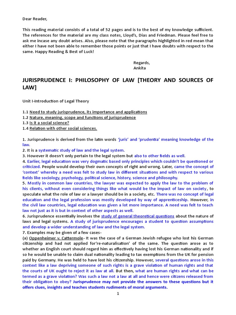 JURISPRUDENCE LLB Notes For Exam | PDF | Precedent | Jurisprudence