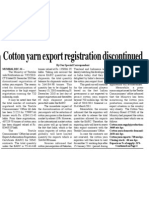 Cotton Yarn export registration discontinued