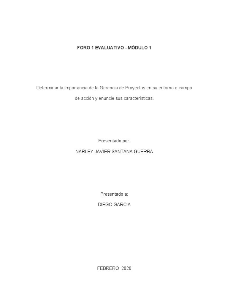 Foro 1 evaluativo modulo 1 pdf planificaci n business