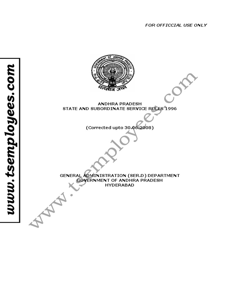 Telangana State Service Rules 1996 | PDF | Probation | Civil Service