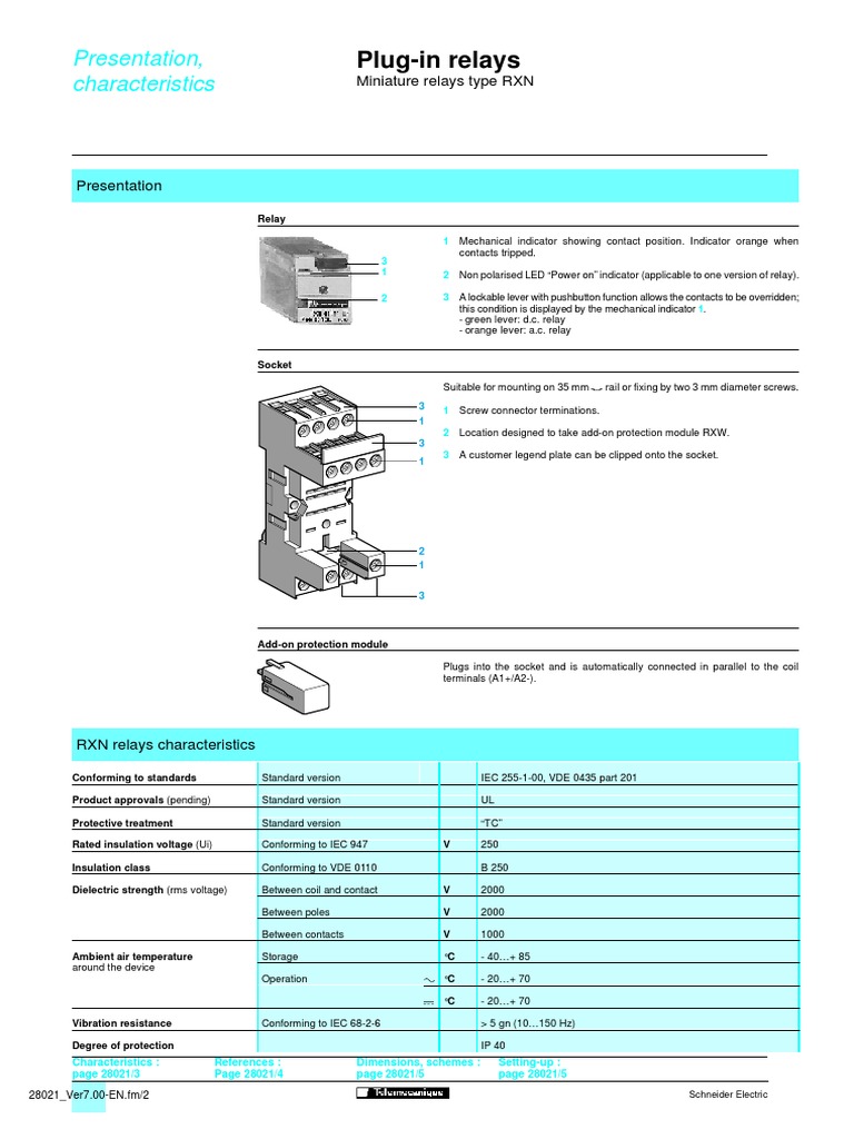 RXN Miniature Relay Specifications | PDF | Electrical Connector | Relay