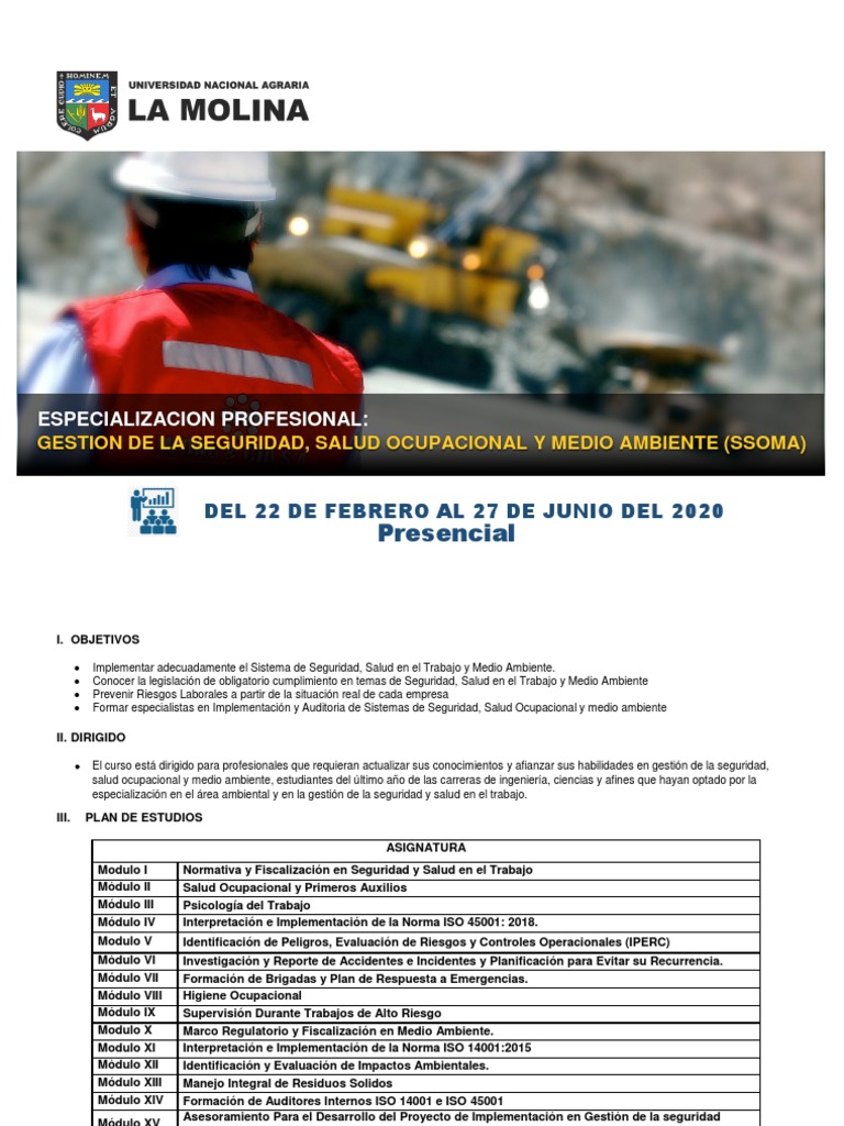 Especialización en SSOMA 2020 | PDF | Seguridad y salud ocupacional ...