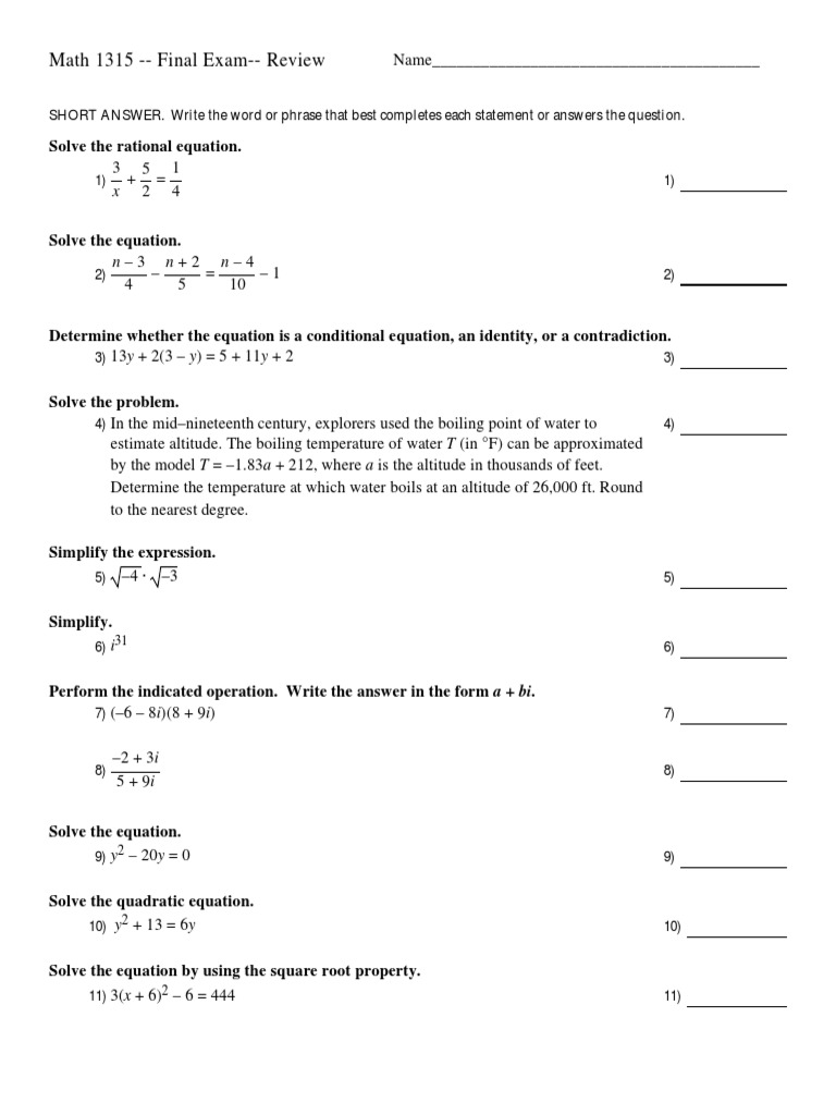 Math 1315 Final Exam Review Guide | PDF | Interest | Logarithm