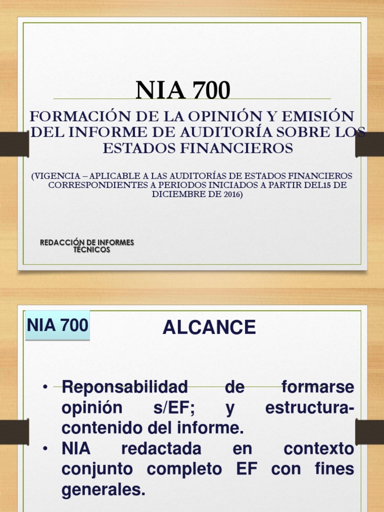 Nia 700 PDF Auditoría Contralor