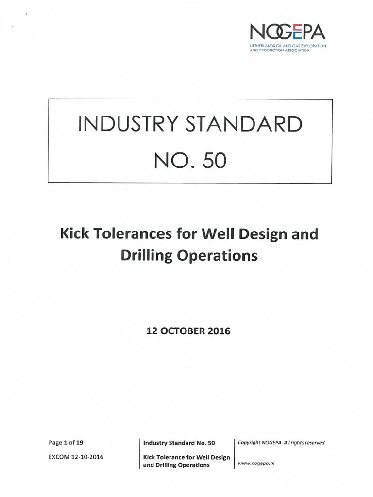 Standard 050 Kick Tolerances For Well Design and Drilling Operations | PDF