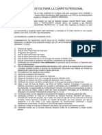 Documentos requeridos para la carpeta personal de postulación a la FAE