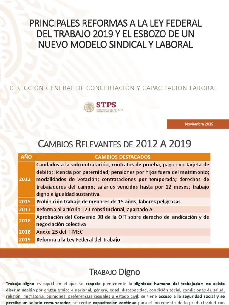 Principales Reformas a la Ley Federal del Trabajo (México) | Igualdad ...