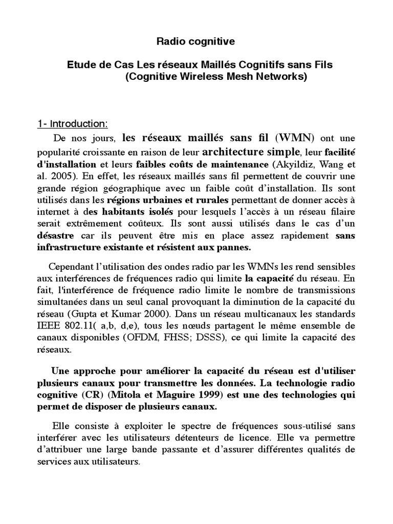 Cognitive Mesh Networks Ver2 | PDF | Wi-Fi | Réseau informatique