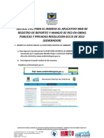 Anexo 2 Instructivo para El Ingreso Al Aplicativo Web de Registro de Reportes y Manejo de RCD en Obras Públicas y Privadas