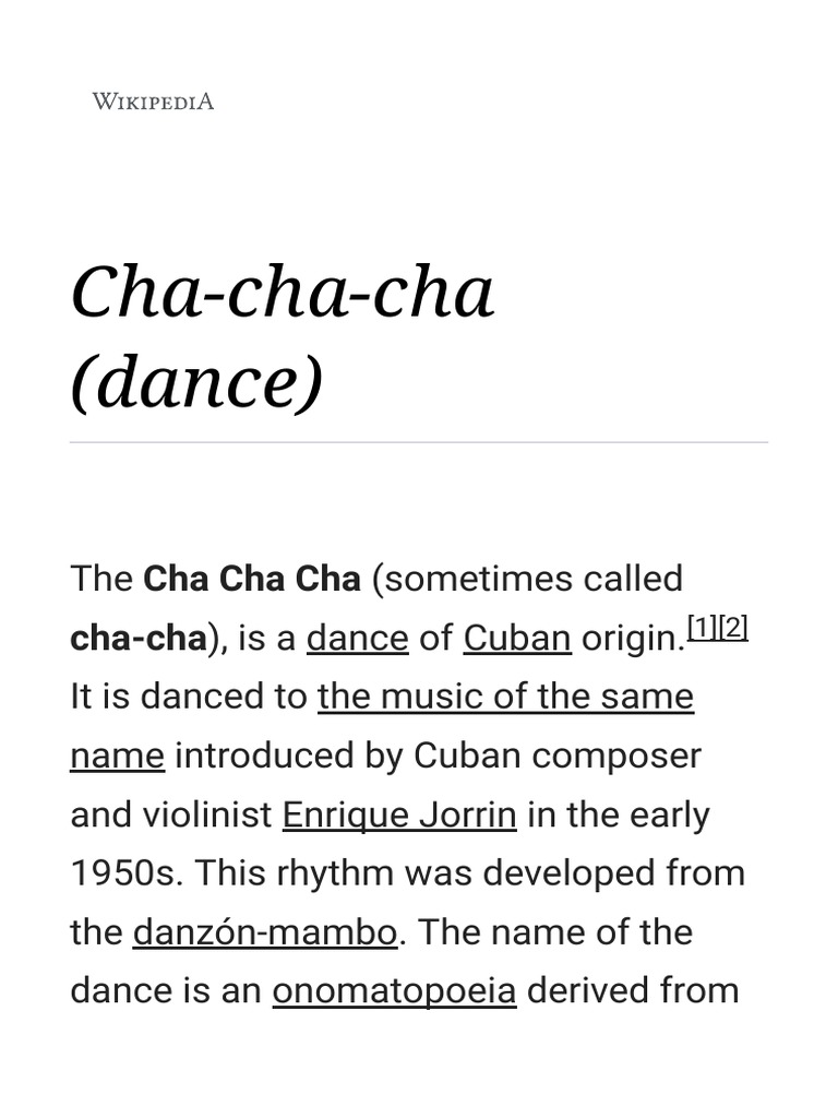 Origin and History of Cha Cha Cha | PDF | Performing Arts | Social Dance