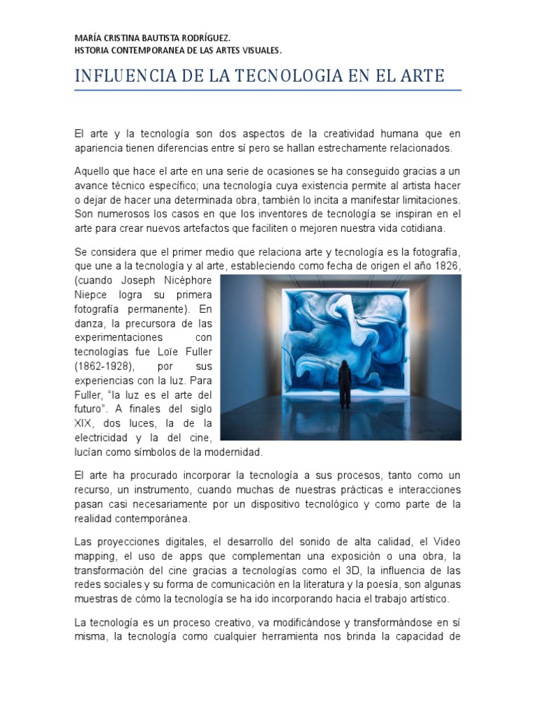 Influencia de La Tecnologia en El Arte | PDF | Artes (general) | Science