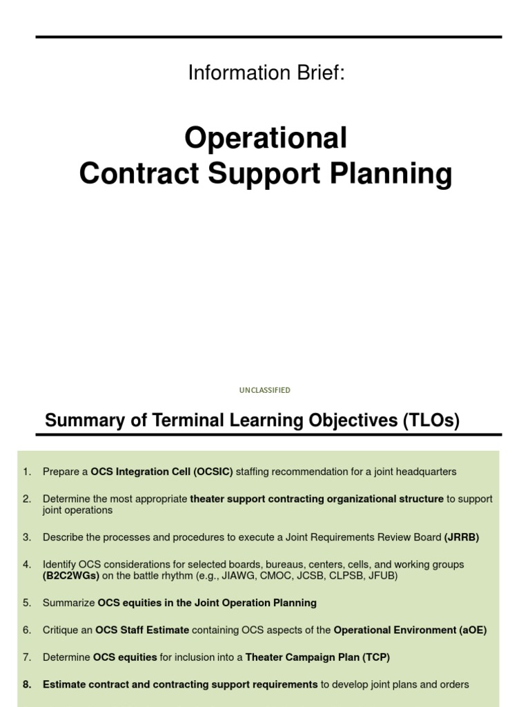 Operational Contract Support Overview | PDF | United States Department ...