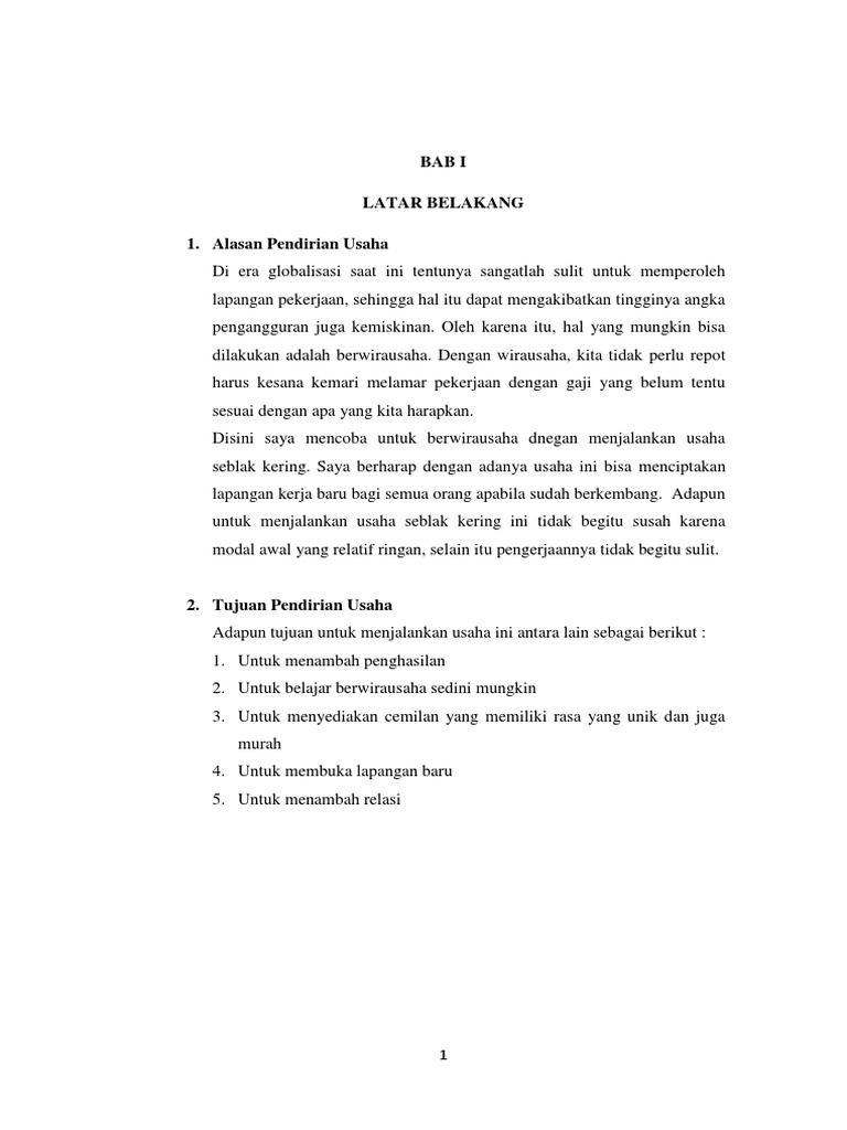 Proposal Usaha Seblak Kering Murni | PDF | Karier & Perkembangan | Bisnis
