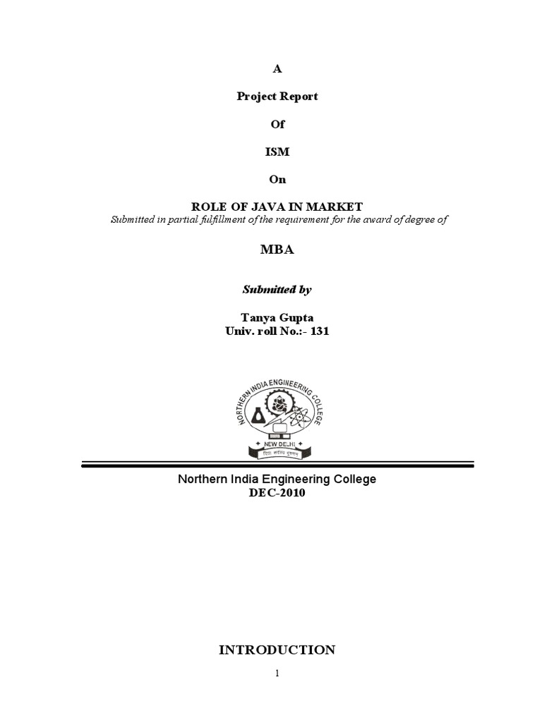 A Project Report of ISM On Role of Java in Market | PDF | Java ...