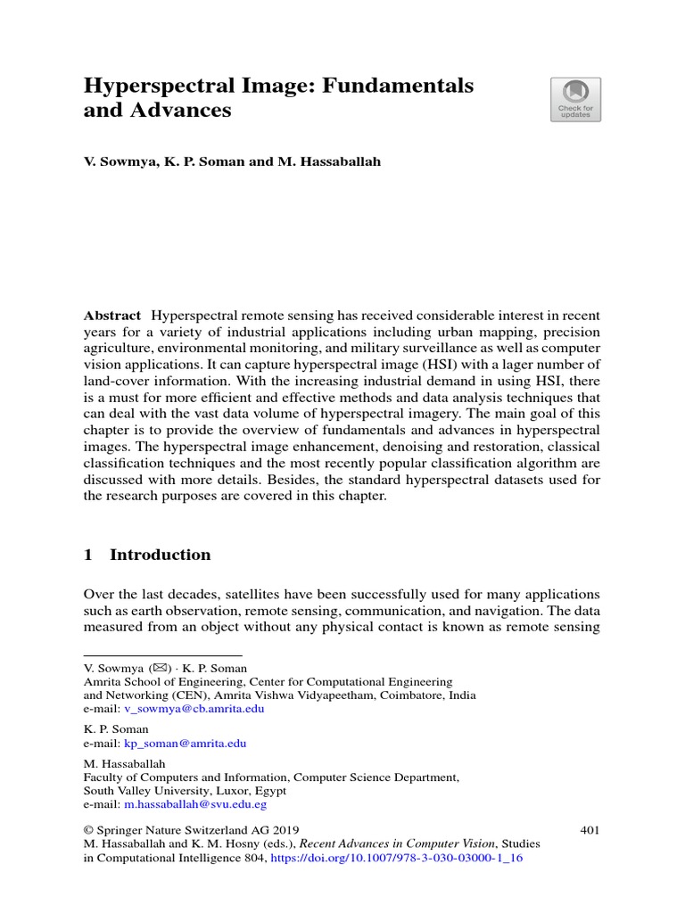 Hyperspectral Image Fundamentals2018 | PDF | Statistical Classification ...