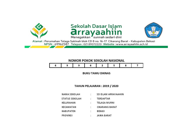 Buku Tamu Sekolah SD Islam Arrayaahiin | PDF