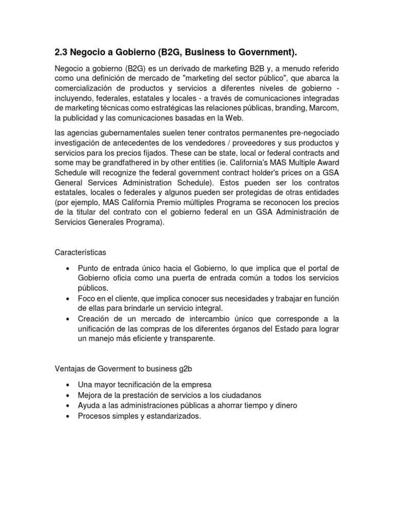 2.3 Negocio A Gobierno (B2G, Business