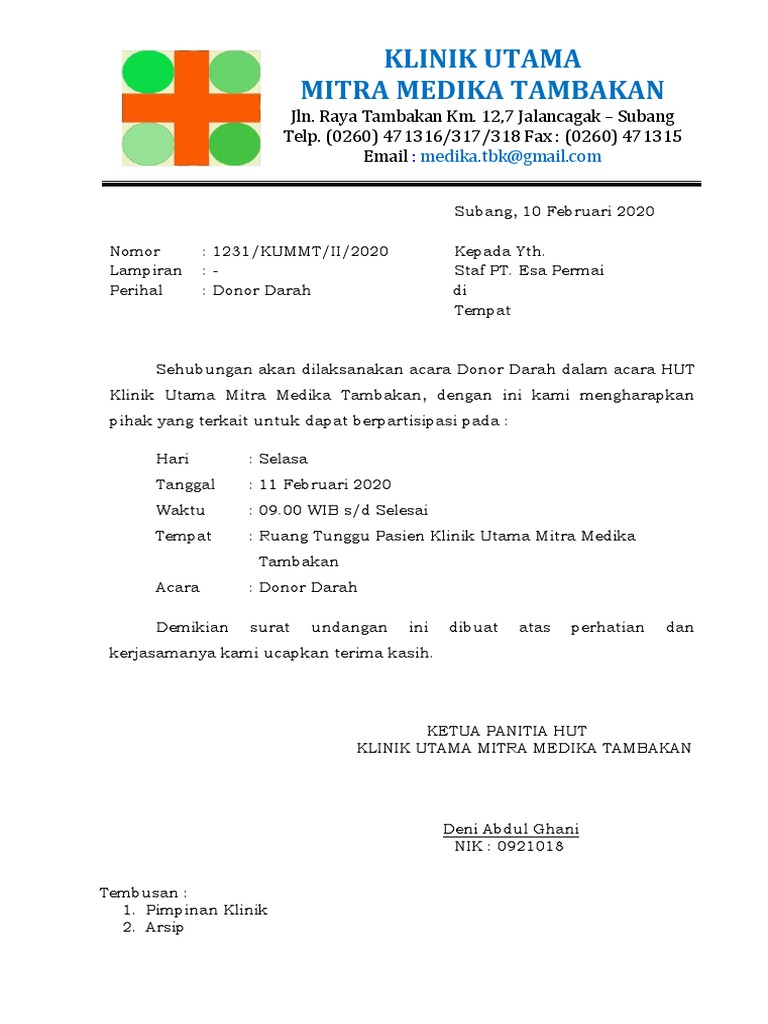 Surat Undangan Donor Darah | PDF