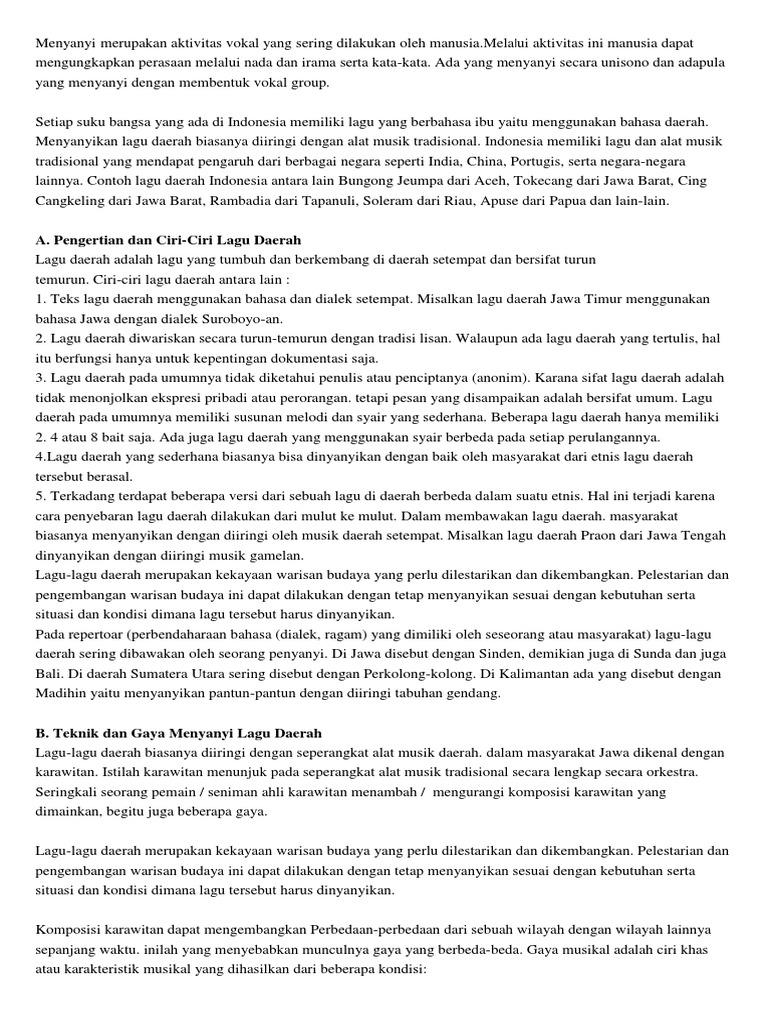 Sebutkan 3 Gaya Musikal Ciri Khas Atau Karakteristik Musikal Studi Indonesia