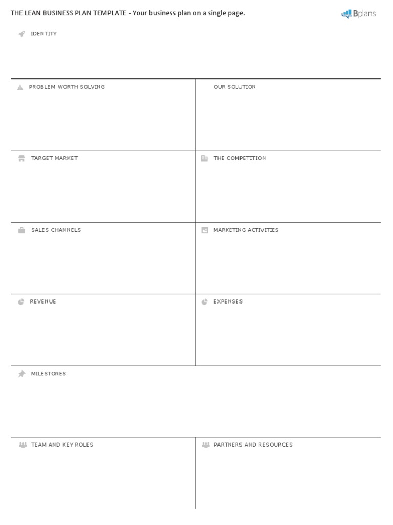 Lean Plan Template Editable 2020 PDF Sales Business Plan