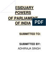 Residuary Powers of Parliament of India