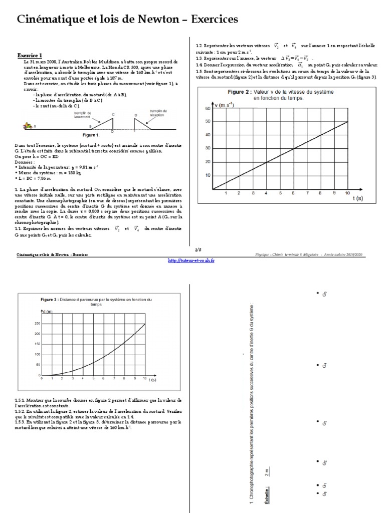 Sans Soucis D échelle Représenter Cette Force Sur Le Schéma Ci dessous Chapitre3-Exercice Cinematique Dynamique Newton PDF | PDF | Accélération |  Propulsion spatiale