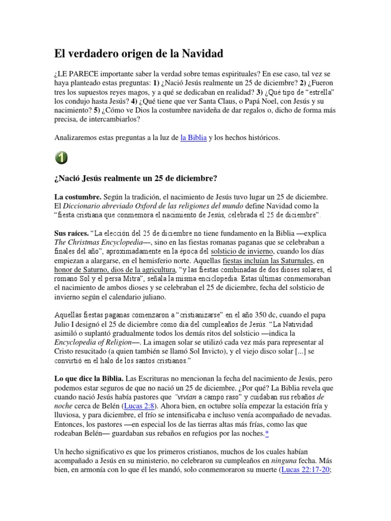 Origen de la Navidad y su verdad | PDF | Navidad | Biblia