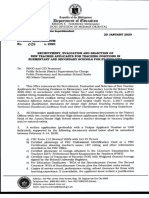 dm024s.2020 Recruitment Evaluation and Selection of New Teacher Applicants For Teaching Positions in Elementary and Secondary Schools For Sy 2020-2021 Final
