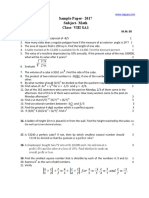 CBSE Class 8 Math SA1 Sample Paper Download