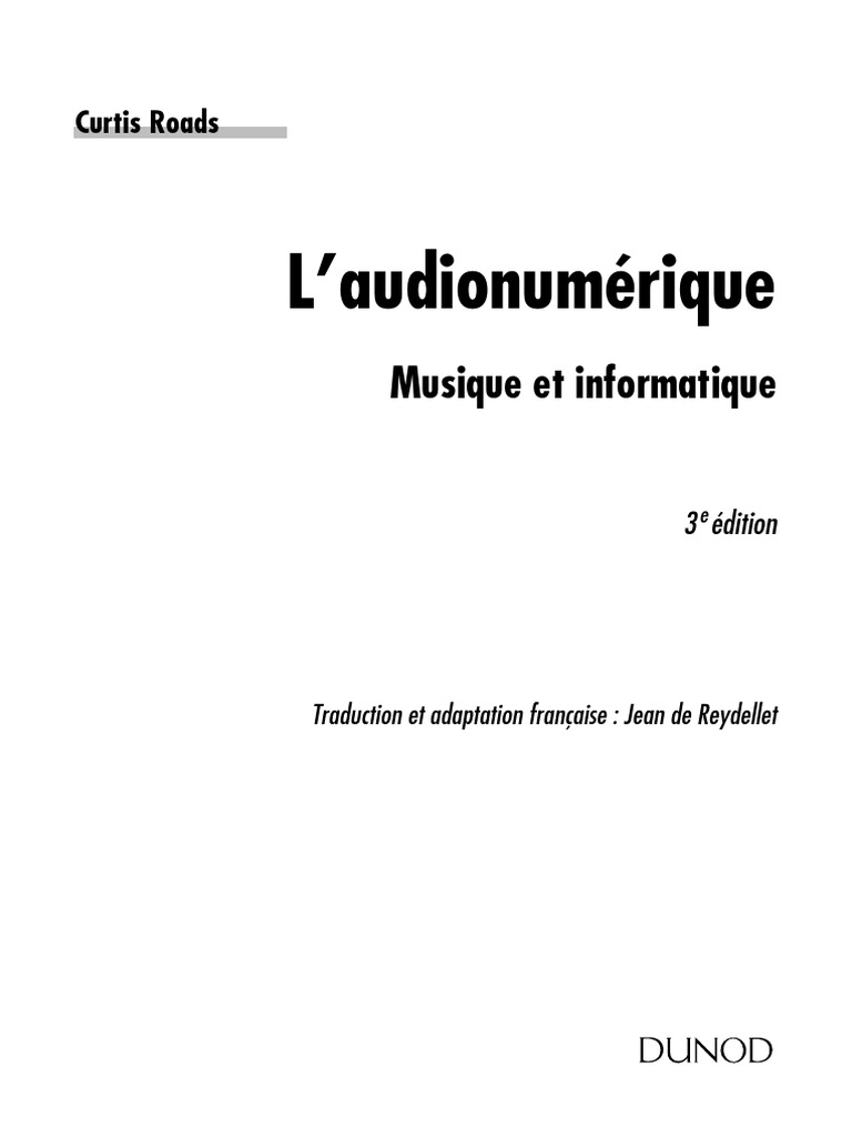 roads curtis l audionumerique musique et informatique ed 3 2016 pdf reproduction enregistrement de son filtre electronique coloriage chat