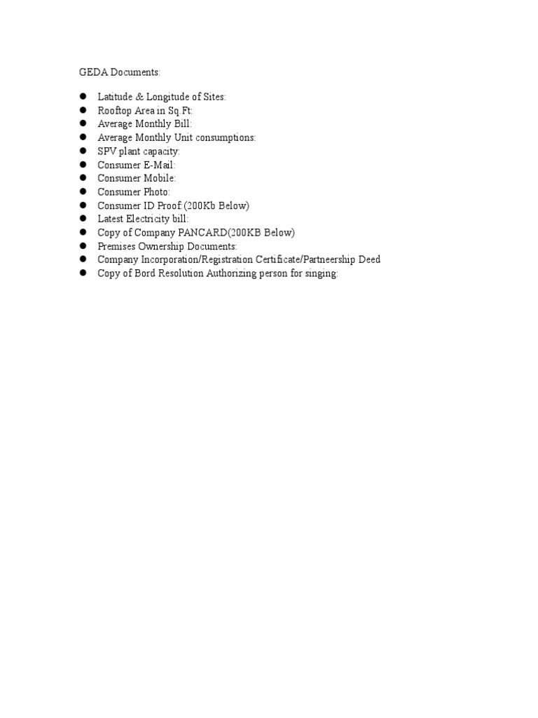 GEDA Registration Document Requirements | PDF | Technology & Engineering
