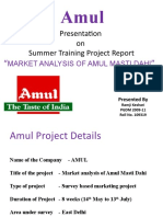 Presentation On Summer Training Project Report: Market Analysis of Amul Masti Dahi