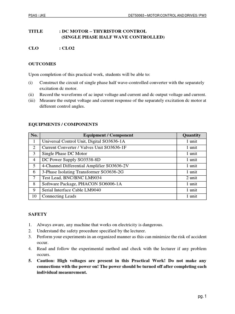 Thyristor Control of DC Motors | PDF | Field Effect Transistor | Direct ...